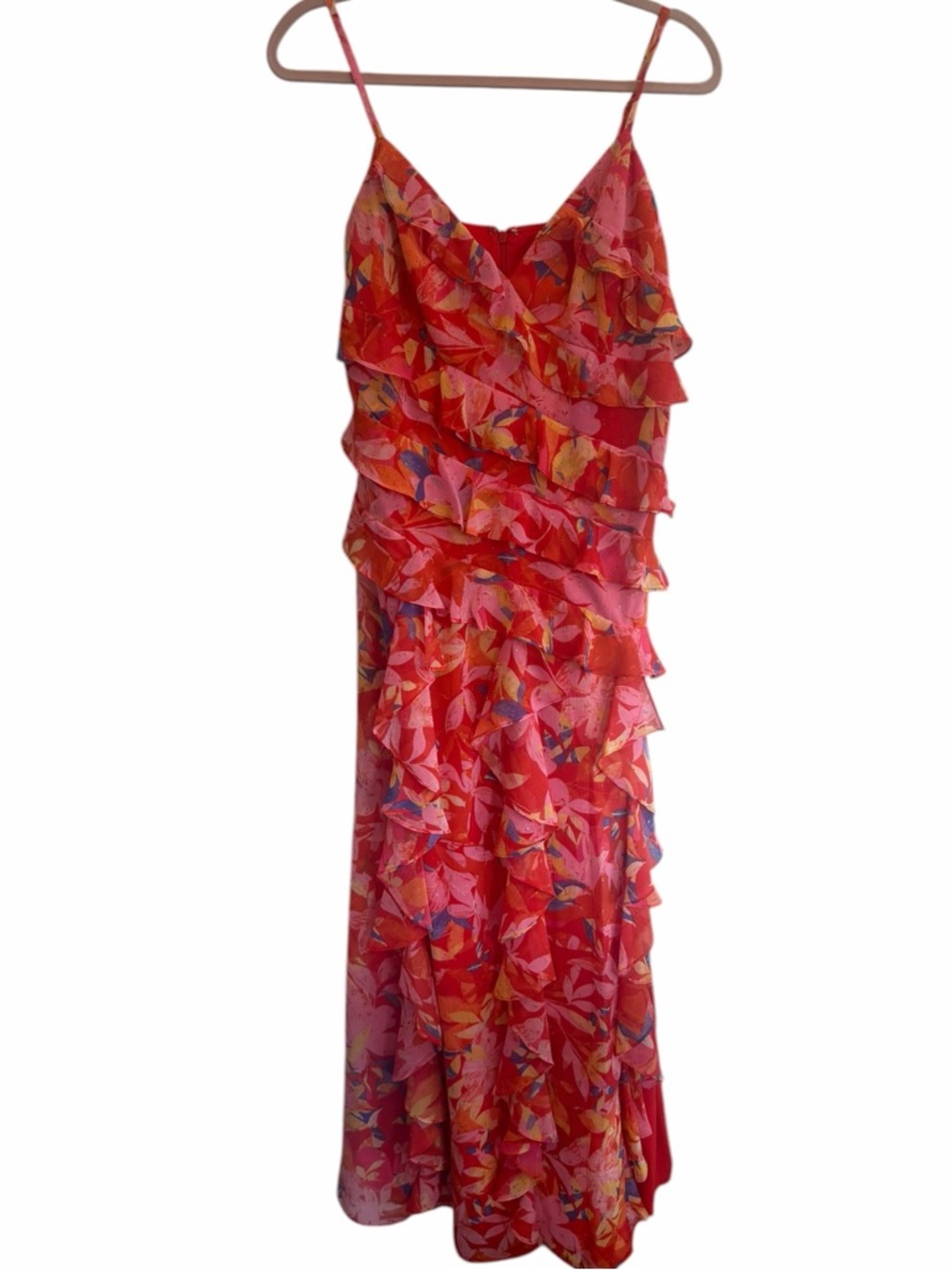 Eliza J Coral Multi Floral Ruffled Maxi Dress New With Tags size 6 - Picture 6 of 13